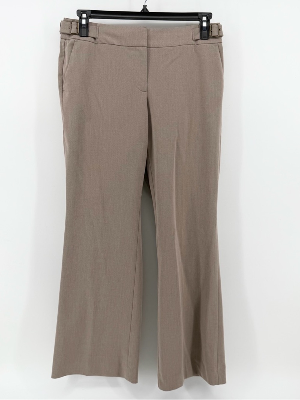 Ann Taylor LOFT Julie Trouser Pants 10P Petite Taupe Brown Side Buckles Mid Rise